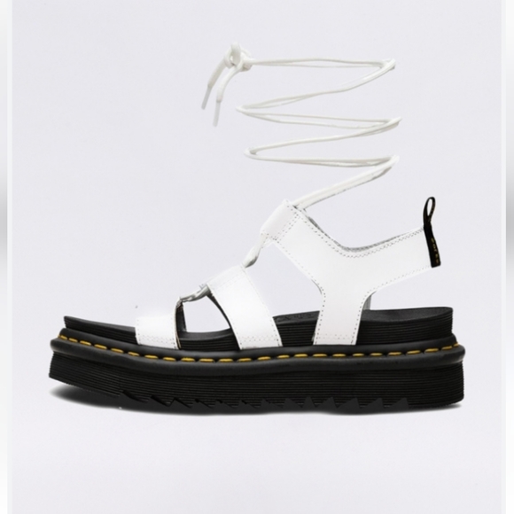 Dr Martens Nartilla White Lace Up Gladiator Platform Sandals - Picture 4 of 9